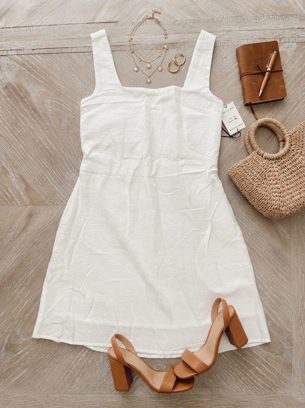 Japna White Square-Neck Mini Dress